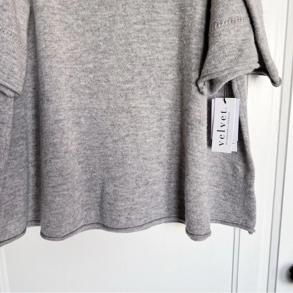 Velvet • Wool Blend Cold Shoulder Sweater heather grey cashmere knit pullover - Picture 8 of 12